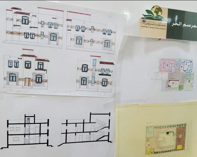 تسليم مشاريع_طلاب_مستوى_اول_تخصص_هندسة_معمارية_وتصميم_داخلي_لمادة_رسم_واظهار_معماري